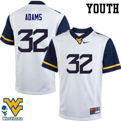 Youth West Virginia Mountaineers NCAA #32 Jacquez Adams White Authentic Nike Stitched College Football Jersey NE15E34UF